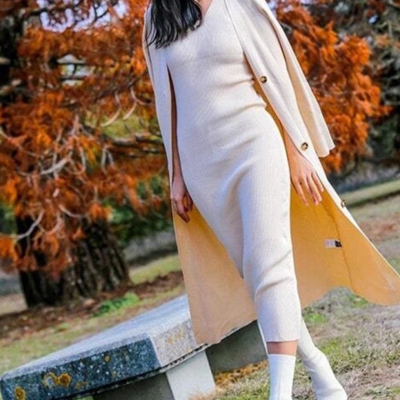 Classic Sleeveless Midi Dress Button Down Long Cardigan Set - Picture 5 of 11